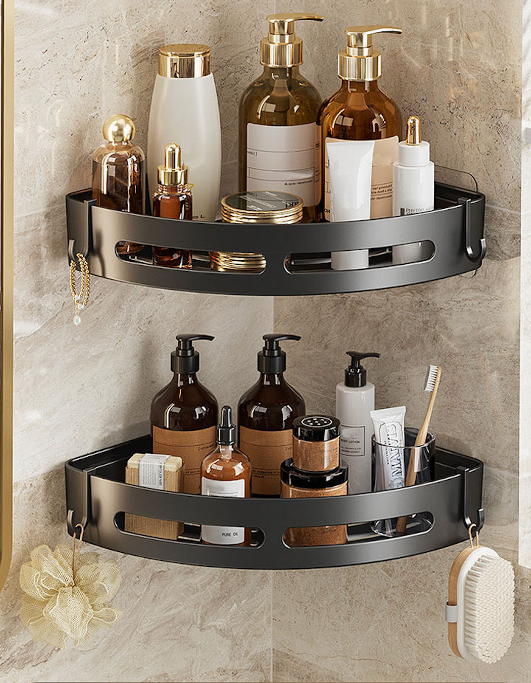 Double étagère d'angle - Salle de bain