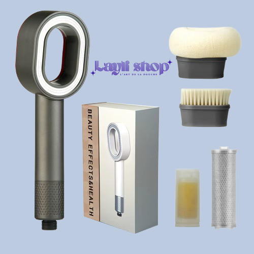 Coffret Pommeau de douche design - Filtre parfumé + Accessoires